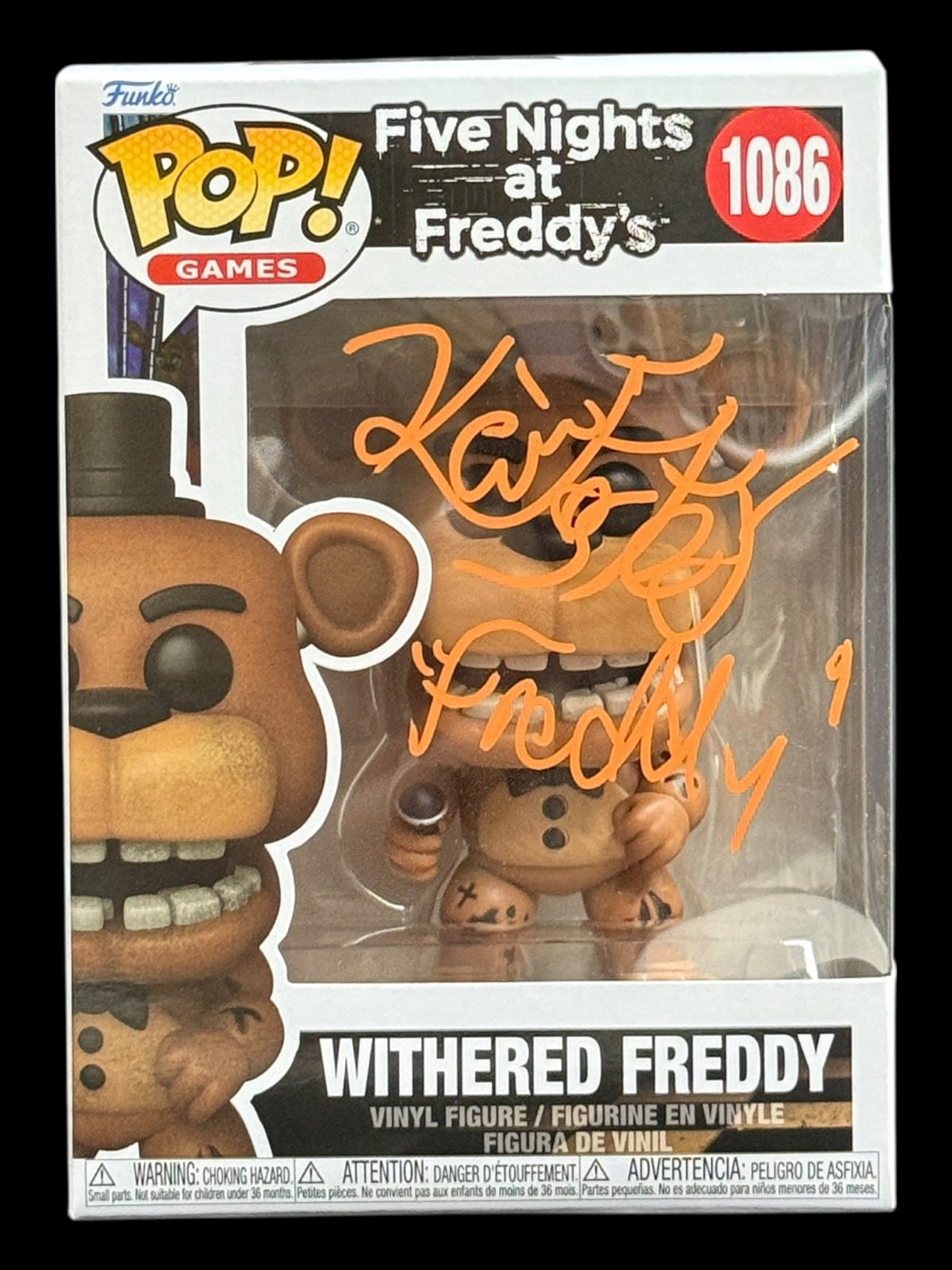 Kevin Foster signed Withered Freddy Five Nights at Freddy's Funko Pop! - Orange