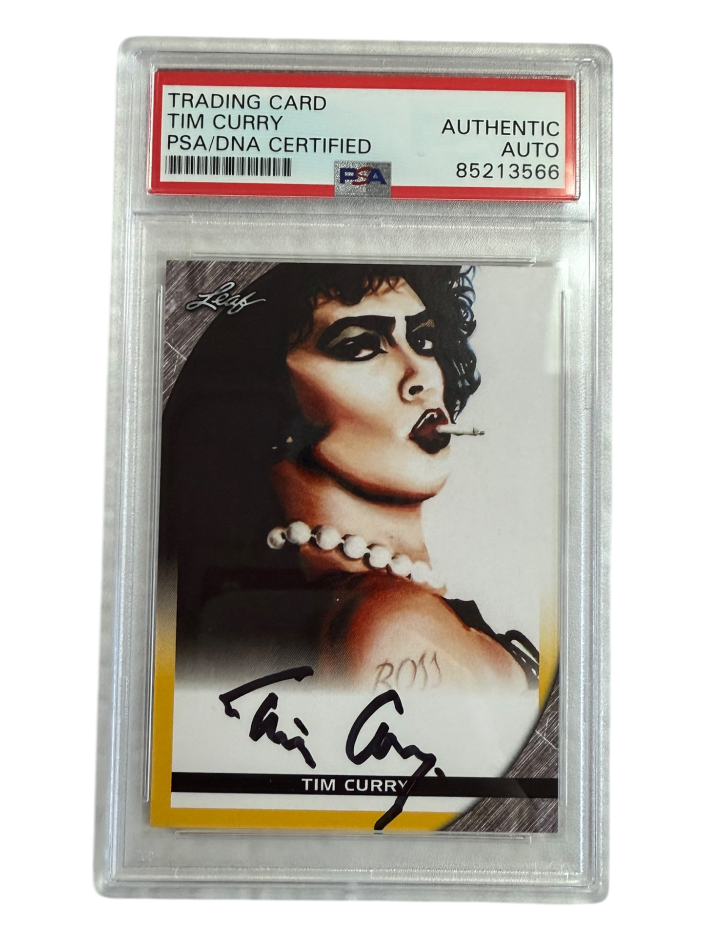 Tim Curry signed Leaf Trading Card Yellow Border PSA/DNA Encap (Black)