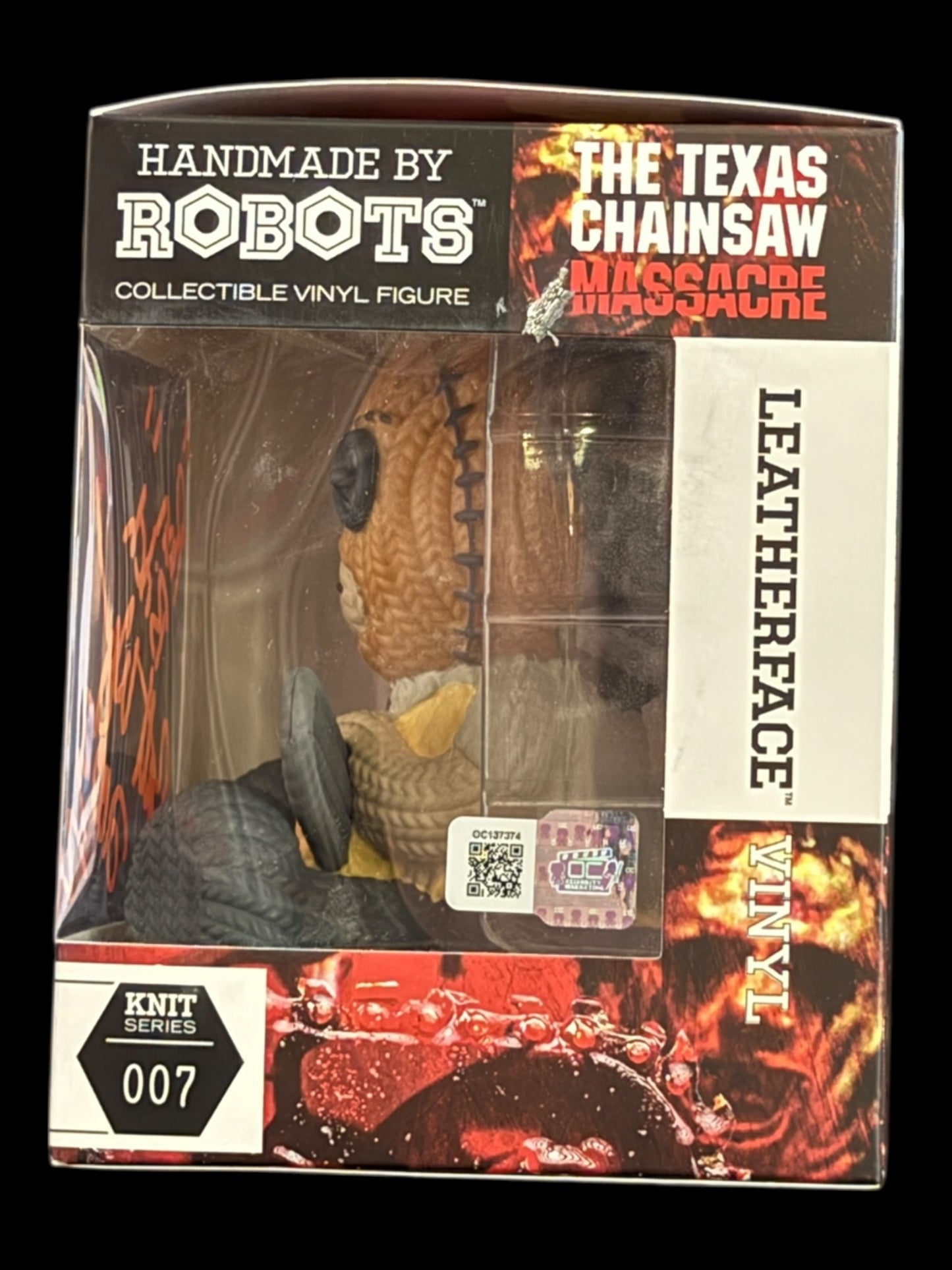 Brett Wagner signed Handmade by Robots Knit Series Leatherface Vinyl Figure - "Run B****!"