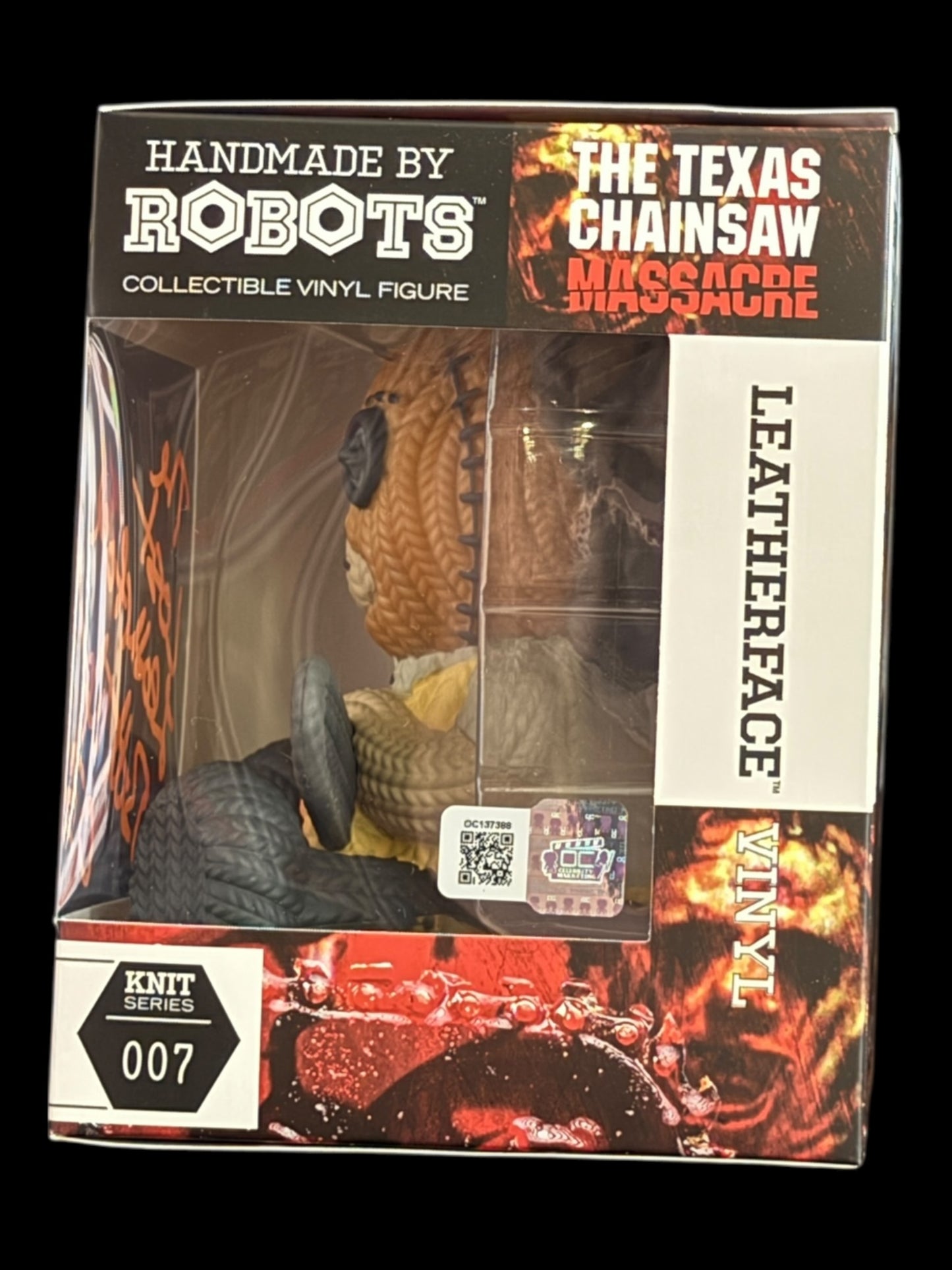 Brett Wagner signed Handmade by Robots Knit Series Leatherface Vinyl Figure - "The Lost Leatherface"