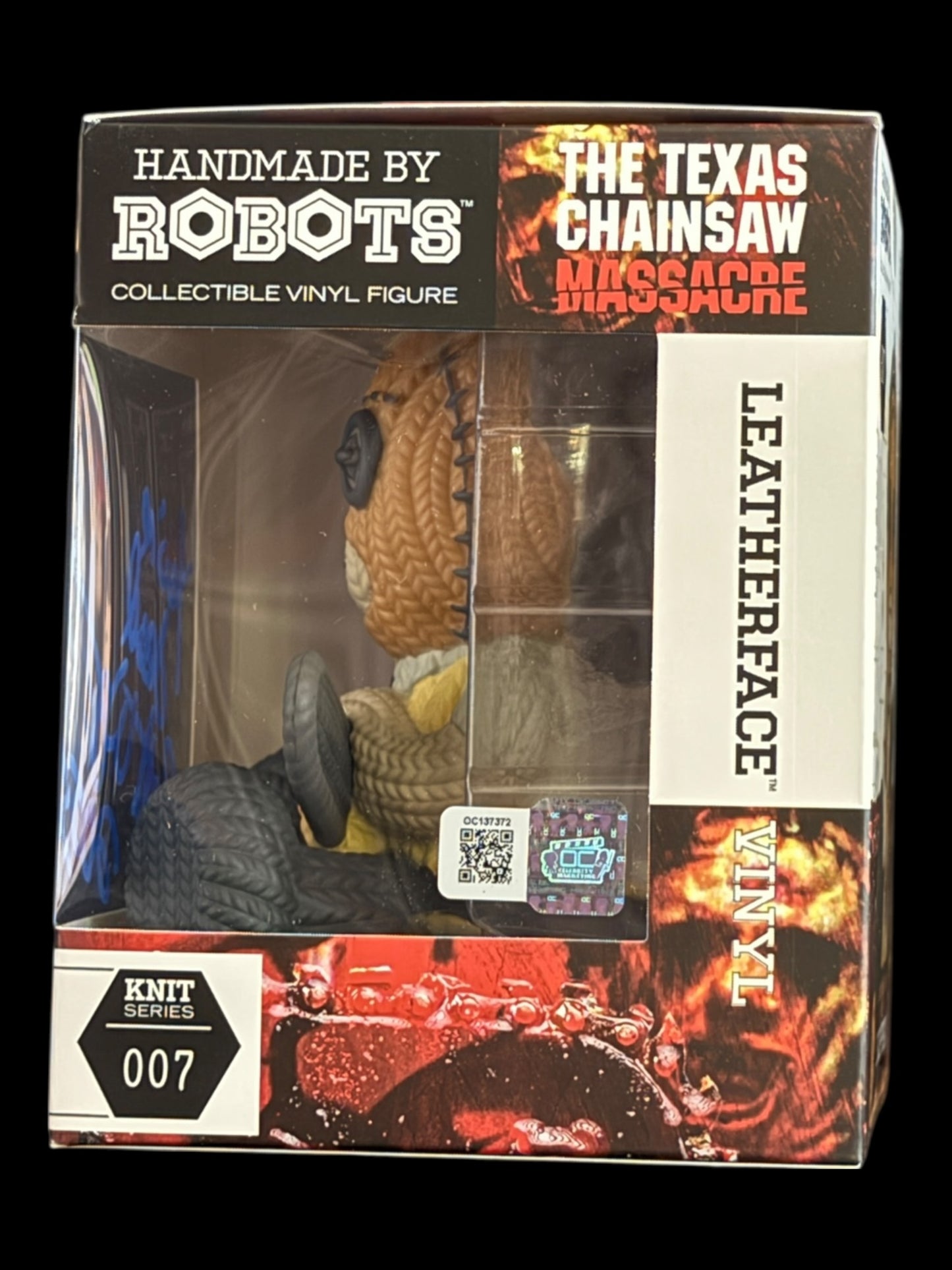 Brett Wagner signed Handmade by Robots Knit Series Leatherface Vinyl Figure - "You're Dead"