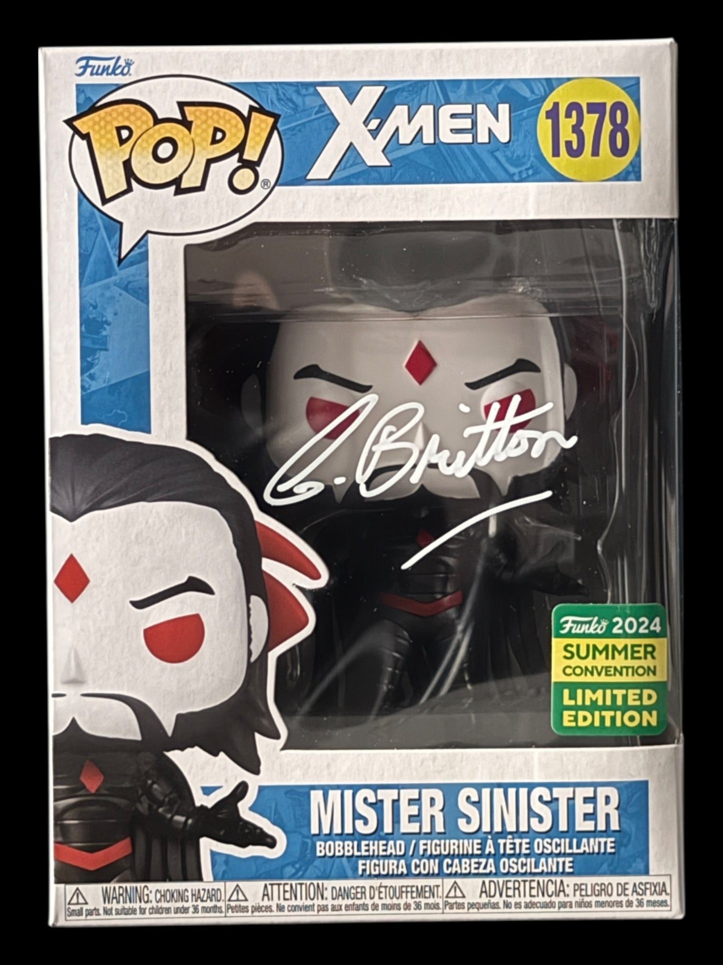 Chris Britton signed Mr. Sinister Marvel X-Men Funko Pop! - White