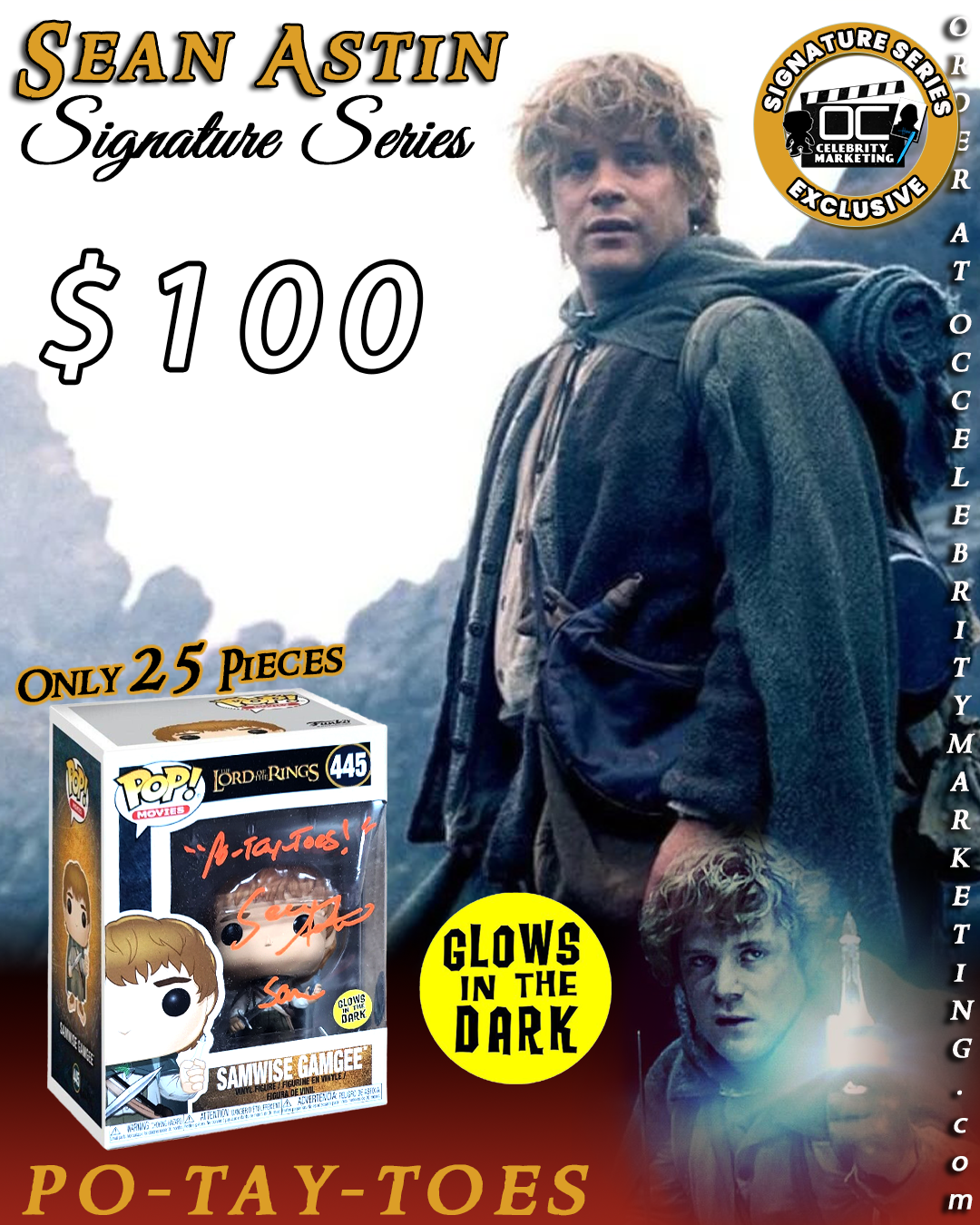 Sean Astin Signature Series: Lord of the Rings Samwise Gamgee Glow in the Dark Funko #455 (#/25)
