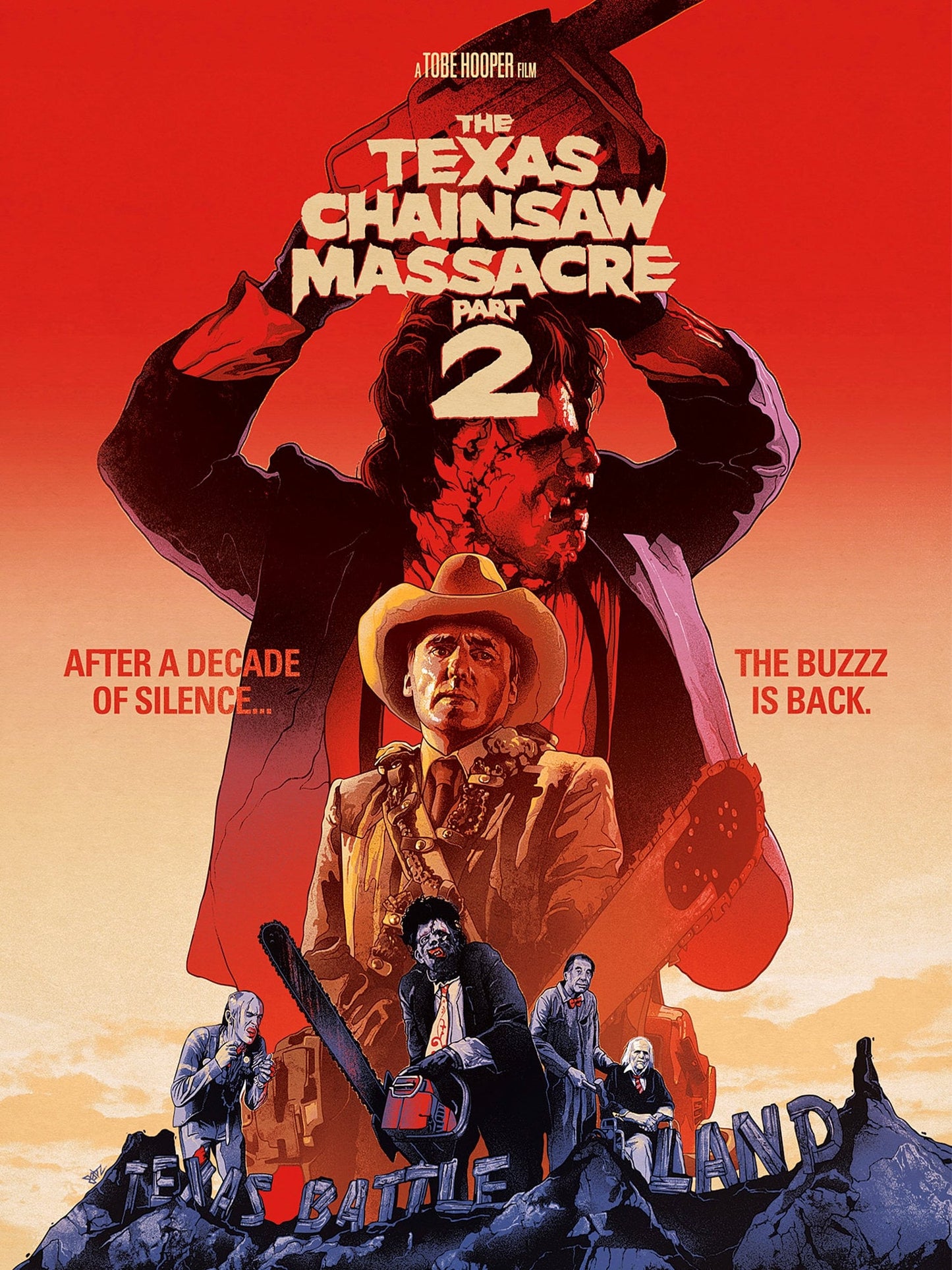 Tom Morga signed The Texas Chain Saw Masacre Part 2 Poster Image #1 (8x10, 11x17) Pre-Order
