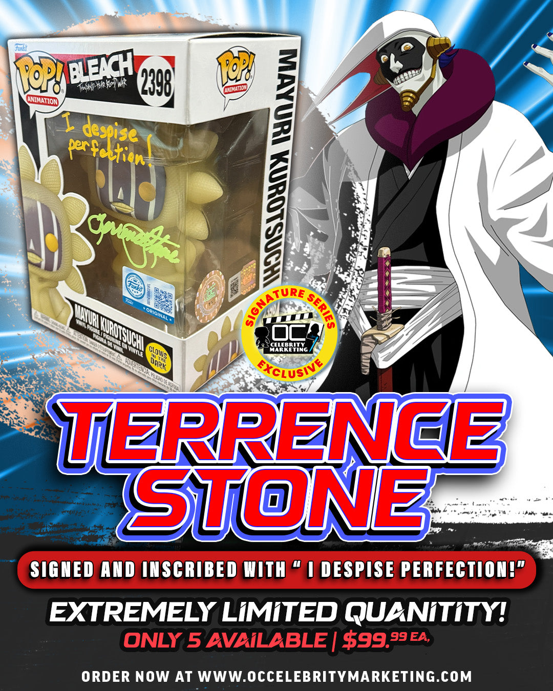 Terrence Stone: BLEACH Thousand Year Blood War Mayuri Kurotsuchi Glow Funko Pop! (#/5)