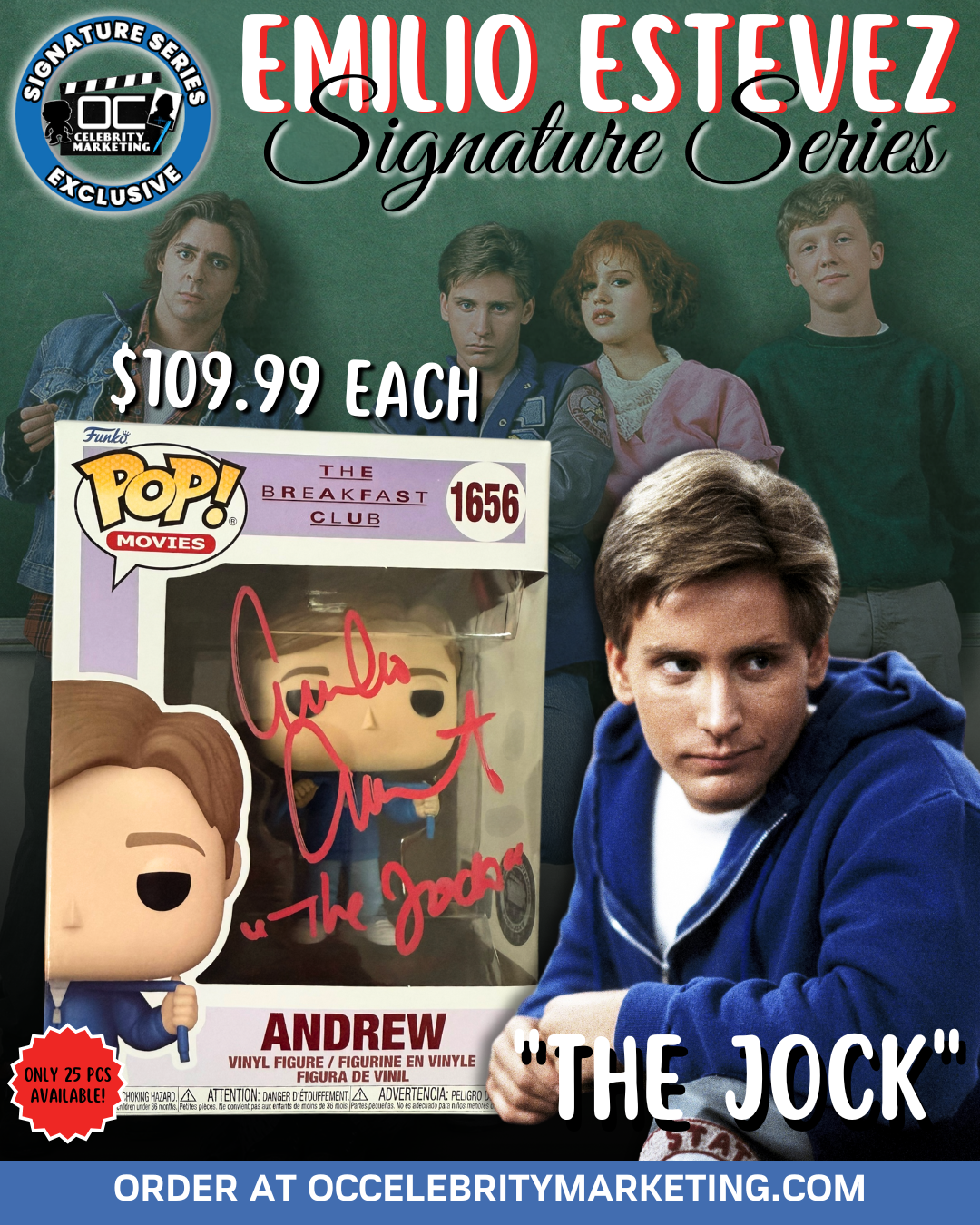 Emilio Estevez Signature Series: The Breakfast Club Andrew Funko Pop! #1656 (#/25)