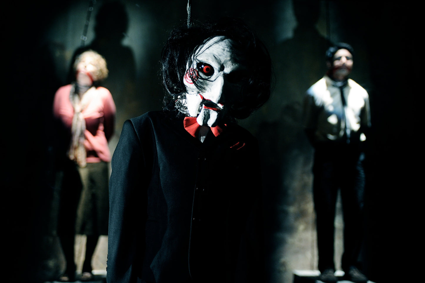 Tobin Bell Signed Billy The Puppet - Hanging Victims Scene Photo (8x10, 11x14, 16x20) Pre-Order