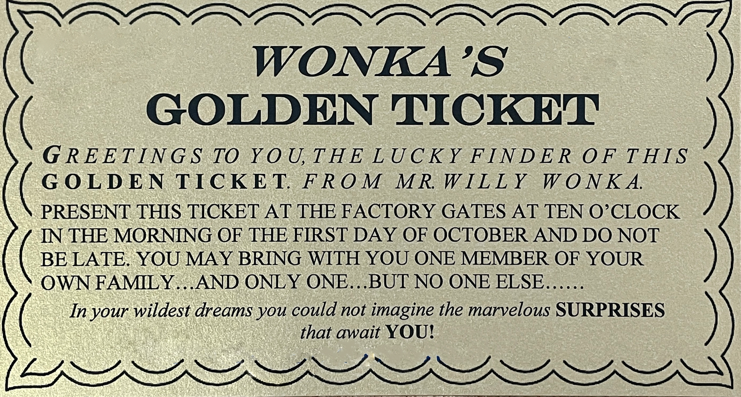 Paris Themmen signed Willy Wonka Golden Ticket (Pre-Order)