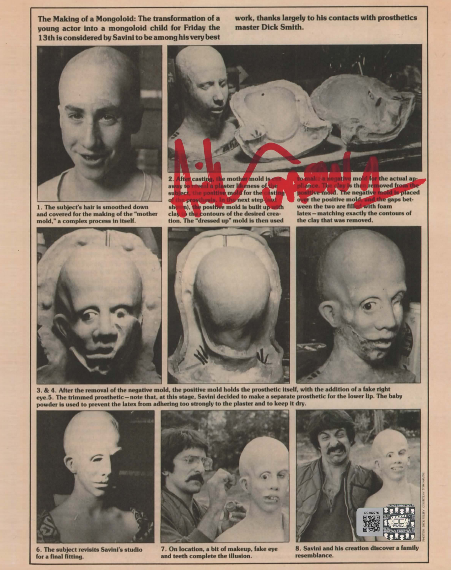 Ari Lehman signed 8x10 Friday the 13th Jason Voorhees Photo 1A