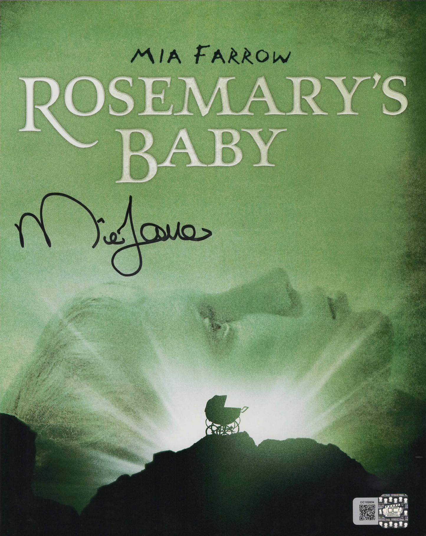 Mia Farrow signed 8x10 Rosemary's Baby Title Photo 1B