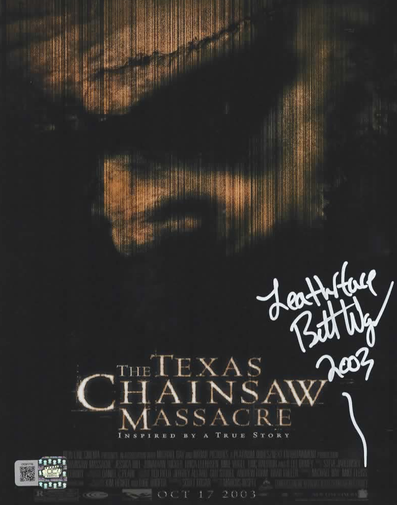 Brett Wagner signed 8x10 The Texas Chainsaw Massacre Movie Poster Photo