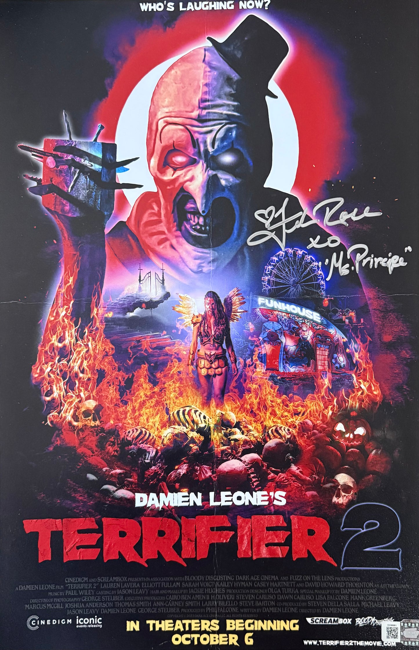 Felissa Rose signed 11x17 Terrifier 2 movie poster photo