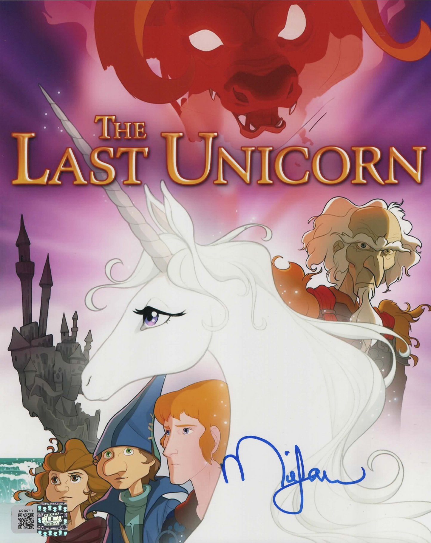 Mia Farrow signed 8x10 The Last Unicorn Title Photo