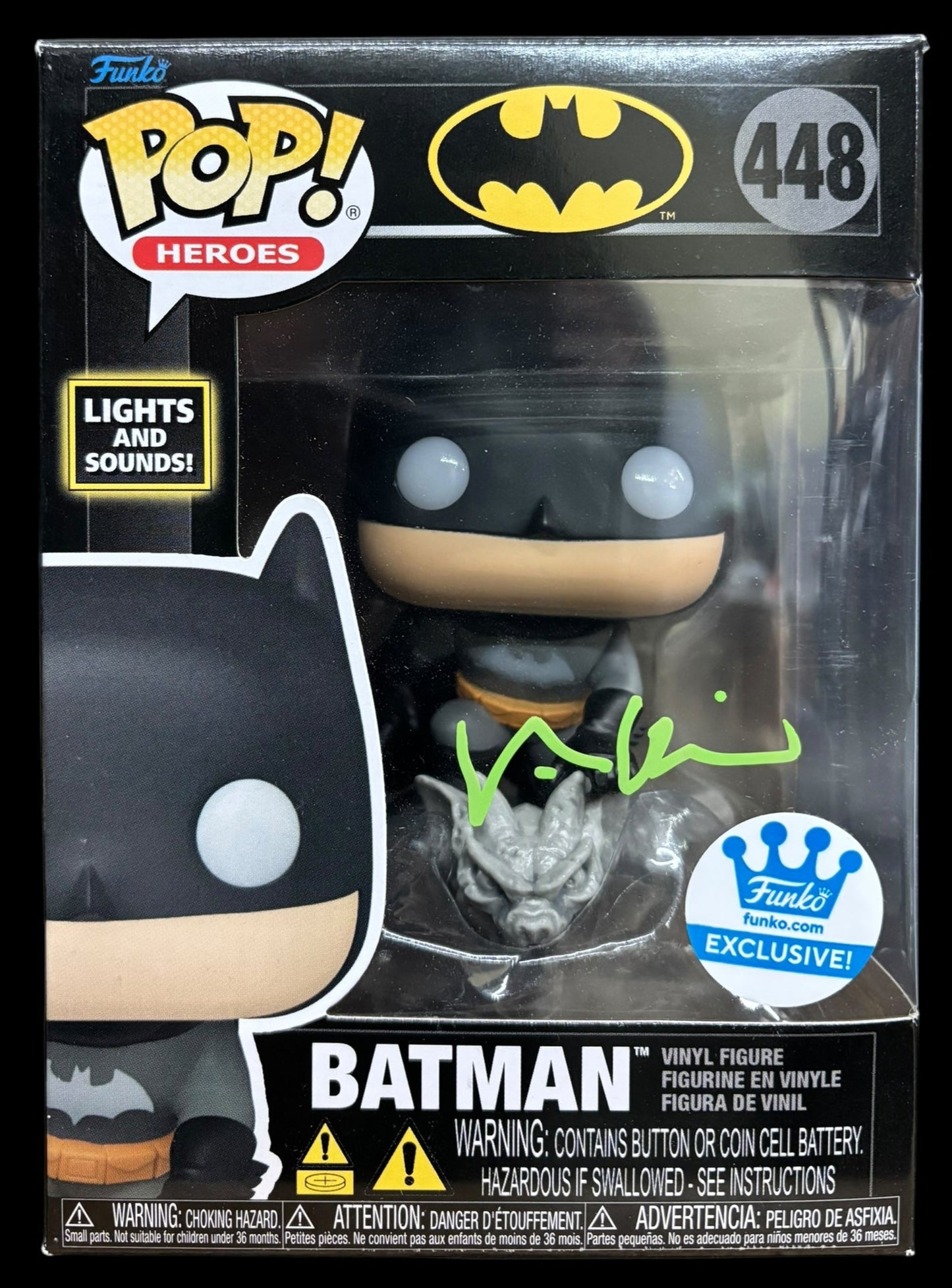 Val Kilmer signed Funko.com Exclusive Lights and Sounds Batman Funko Pop #448