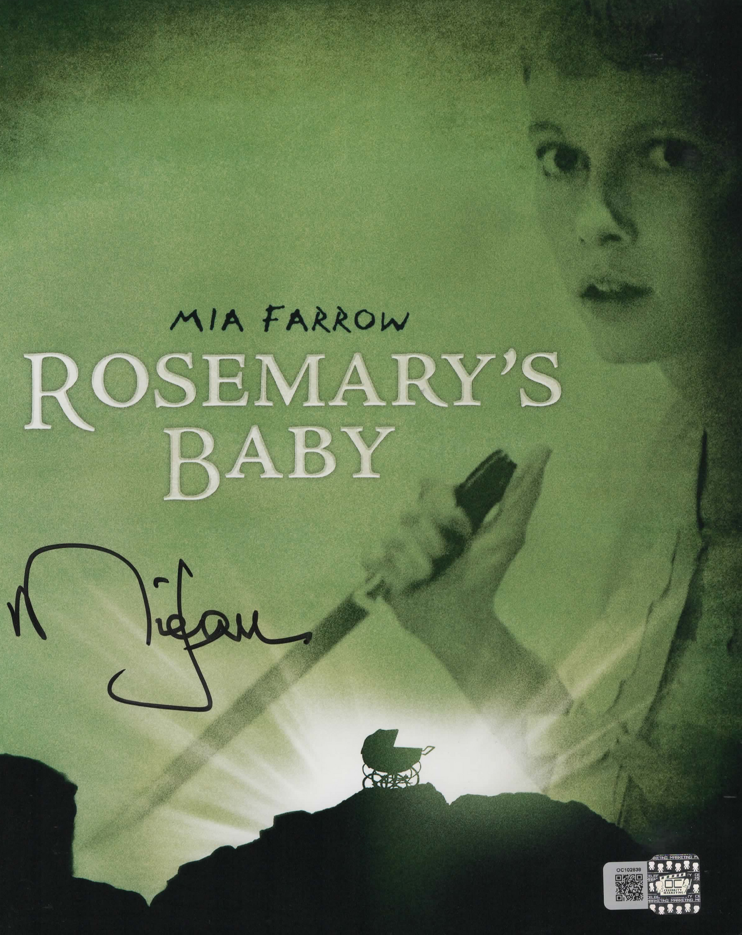 Mia Farrow signed 8x10 Rosemary's Baby Title Photo 1A