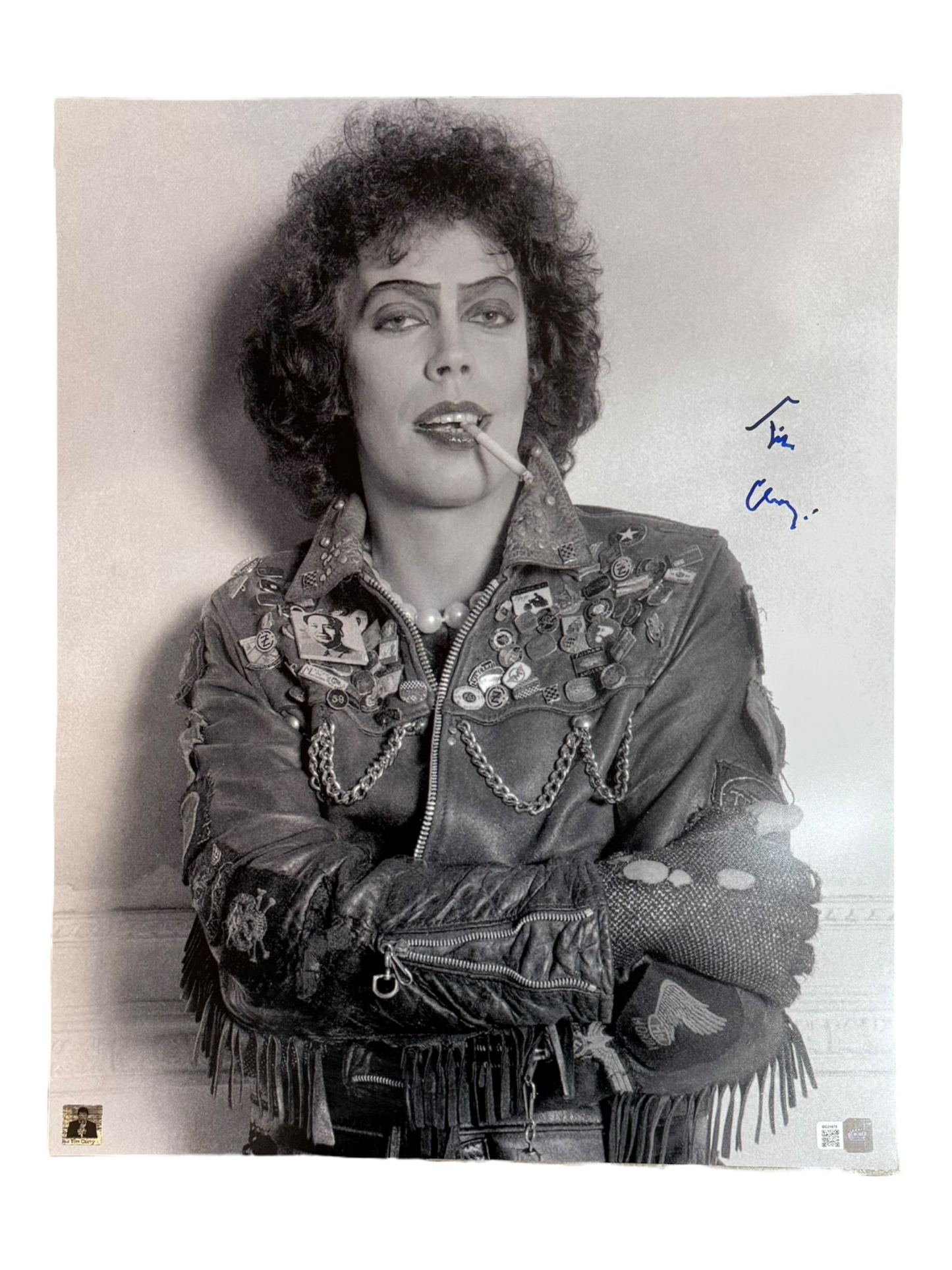 Tim Curry autographed 16x20 Rocky Horror Picture Show Poster Photo OCCM QR code authenticated with Tim Curry Holo