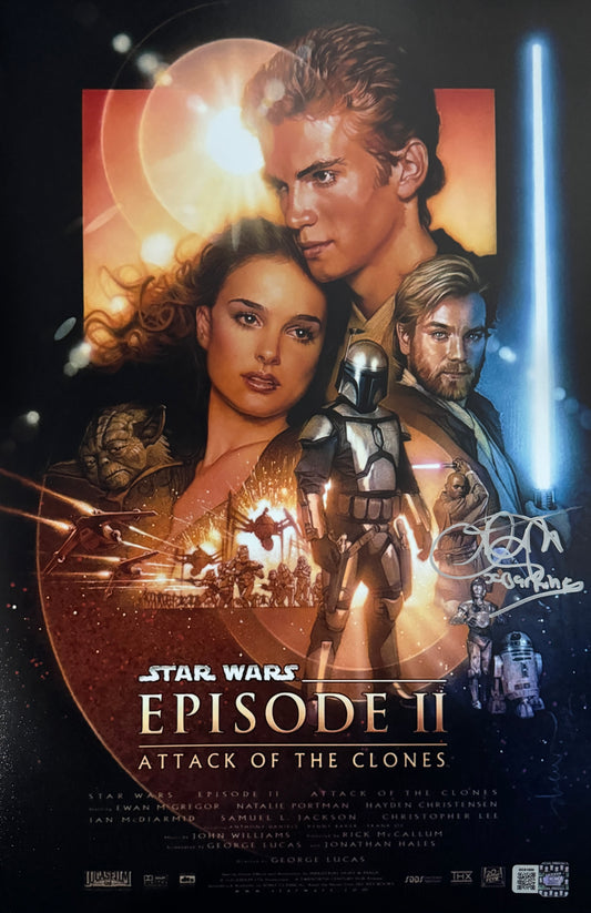 Ahmed Best signed 11x17 Star Wars: Episode II - Attack of the Clones movie poster photo