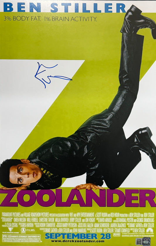 Ben Stiller signed 11x17 Zoolander movie poster photo