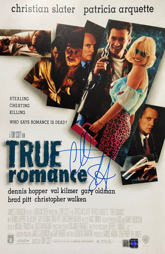 Christian Slater signed 11x17 True Romance movie poster photo