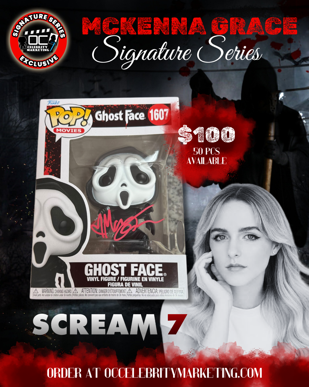 Mckenna Grace Signature Series: Ghostface Funko Pop! #1607 (#/50)