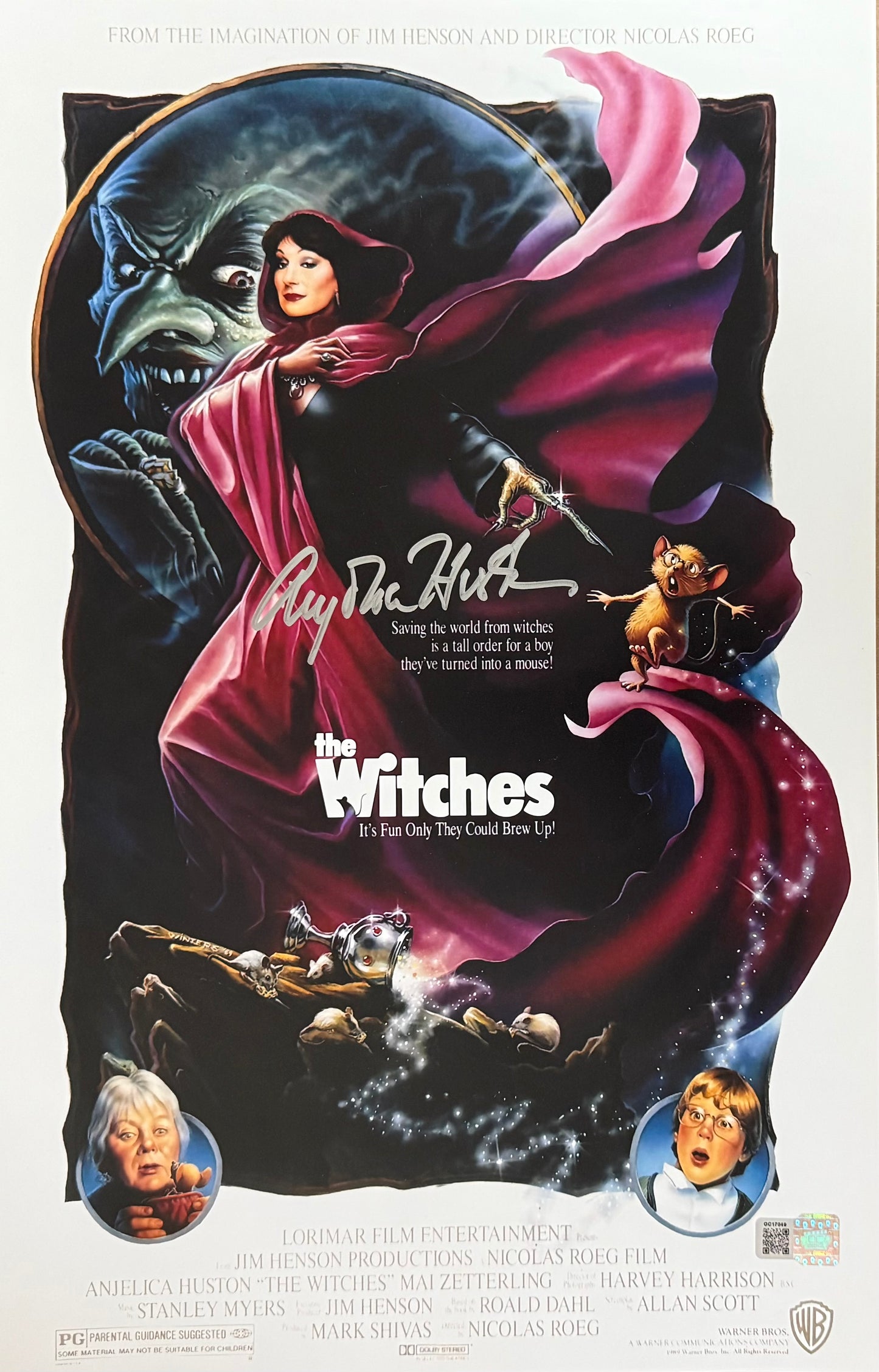Anjelica Huston signed 11x17 poster photo The Witches OCCM QR code autographed