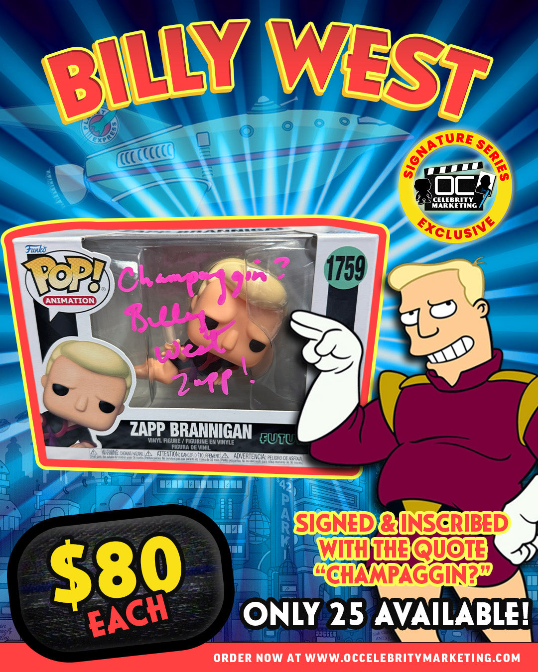 Billy West: Futurama Zapp Brannigan Funko Pop! #1759 (#/25)