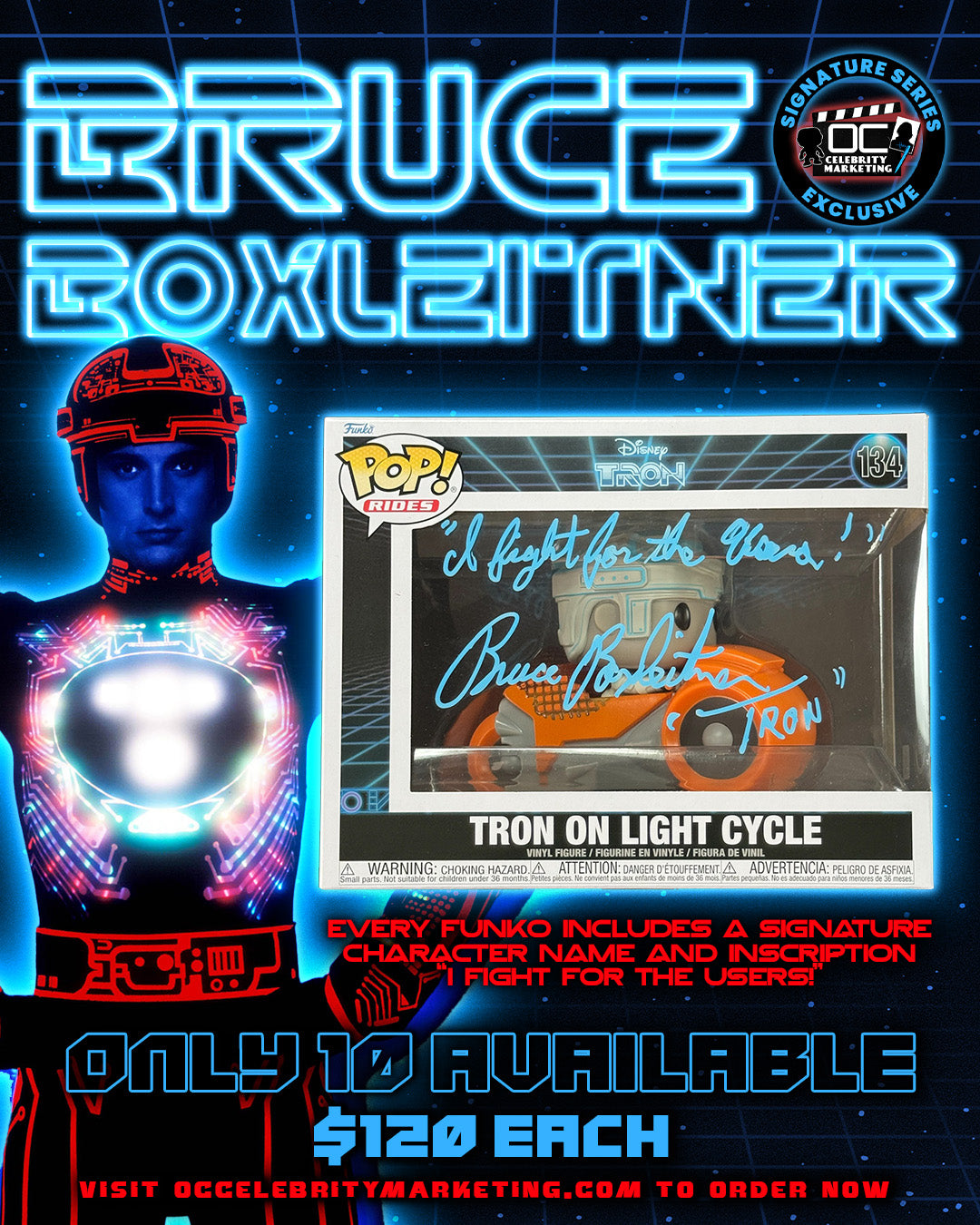 Bruce Boxleitner: Disney's Tron on Light Cycle Funko Pop! Rides #134 (#/10)