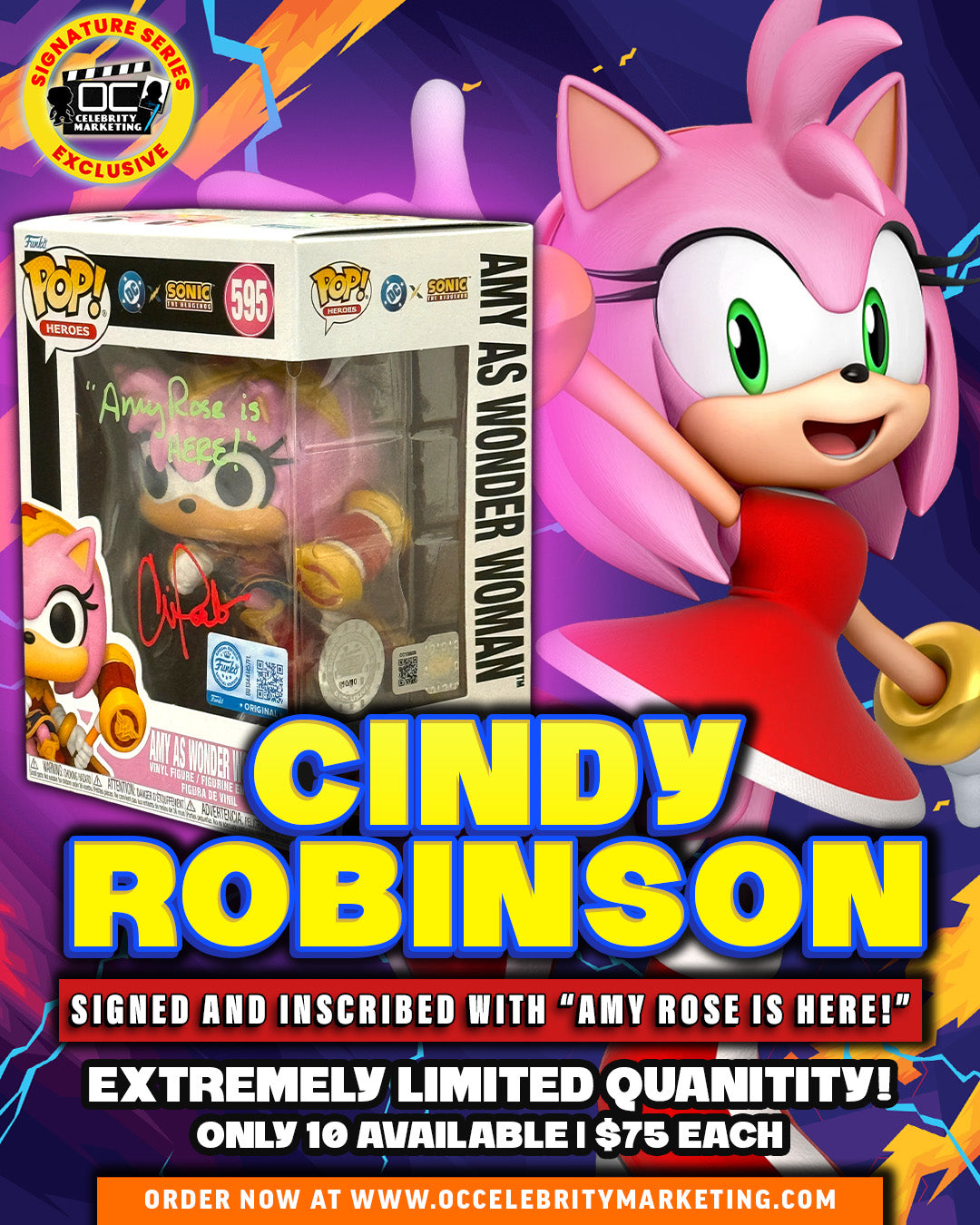Cindy Robinson: Sonic The Hedgehog Amy as Wonder Woman Funko Pop! #595 (#/10)