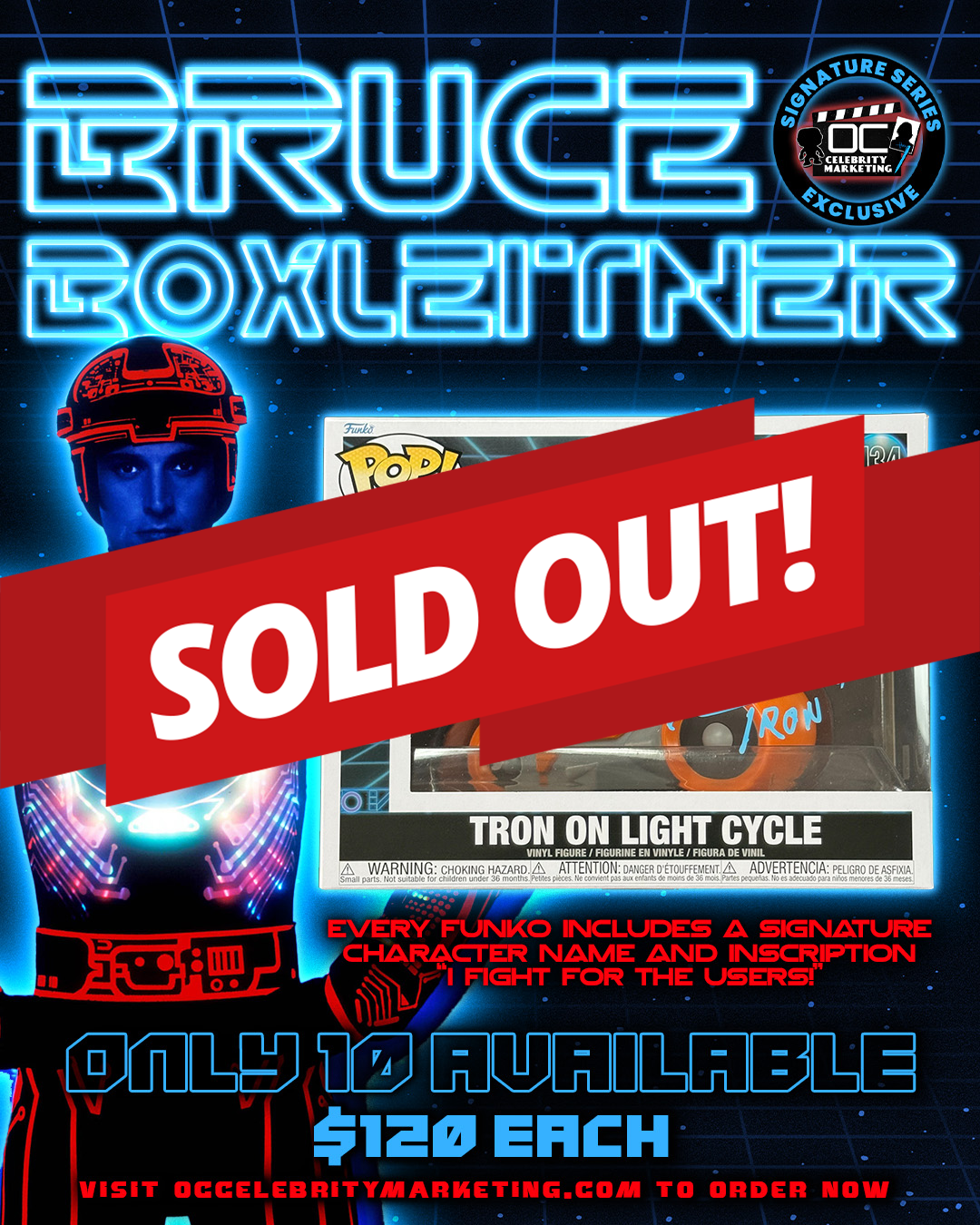 Bruce Boxleitner: Disney's Tron on Light Cycle Funko Pop! Rides #134 (#/10)