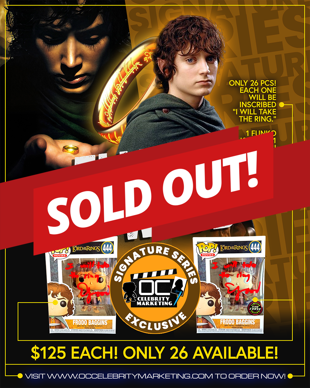 Elijah Wood Signature Series: The Lord of The Rings Frodo Baggins Funko Pop! #444 (#/25)