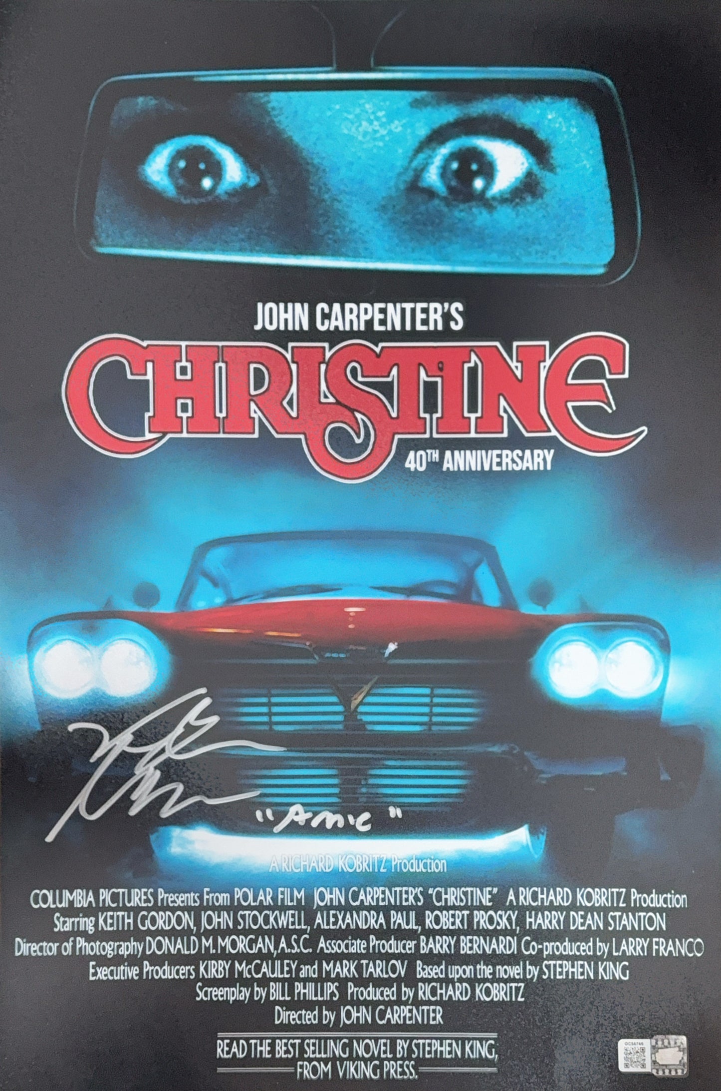 Keith Gordon signed 11x17 Christine movie poster photo A