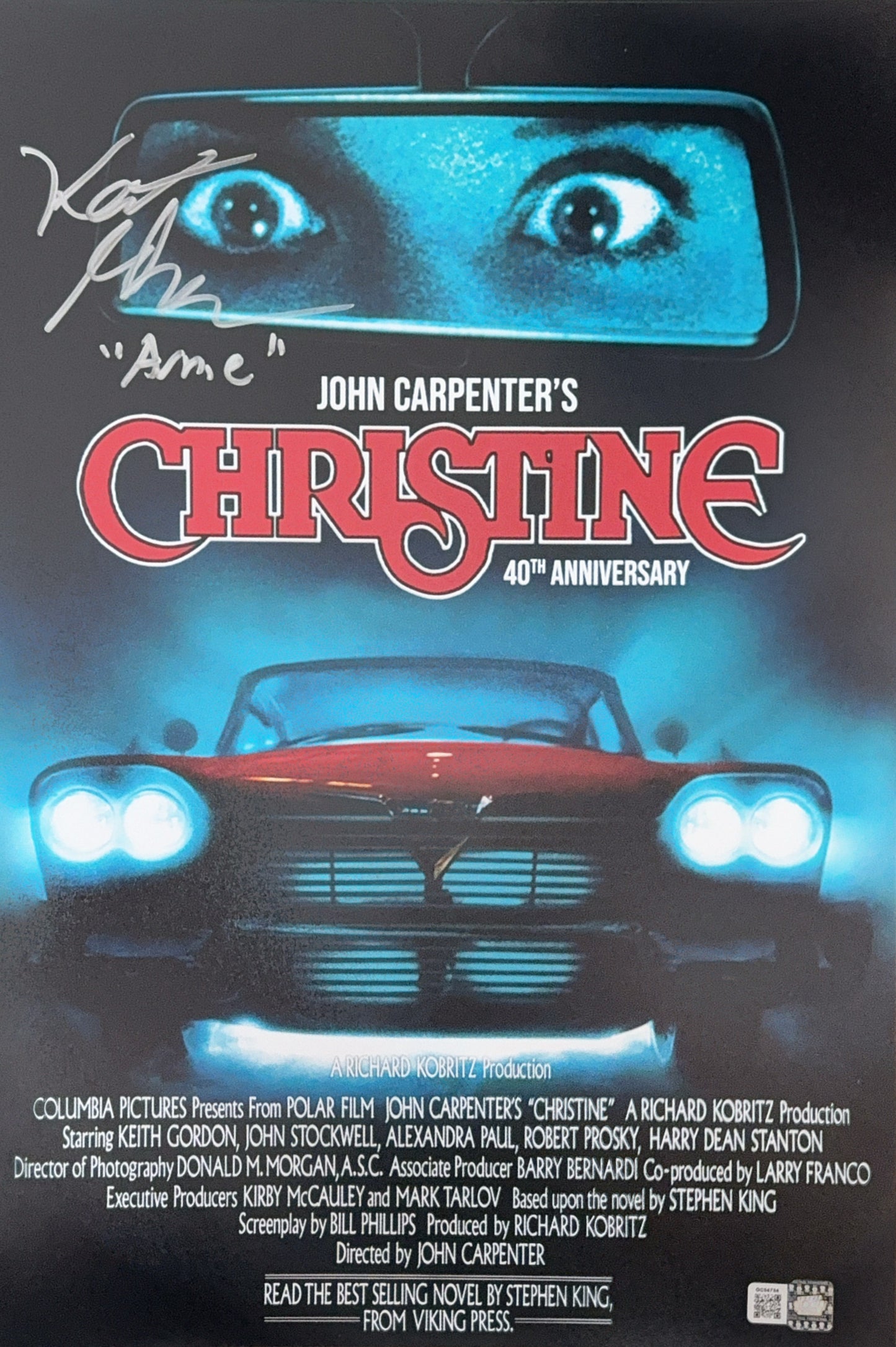 Keith Gordon signed 11x17 Christine movie poster photo A