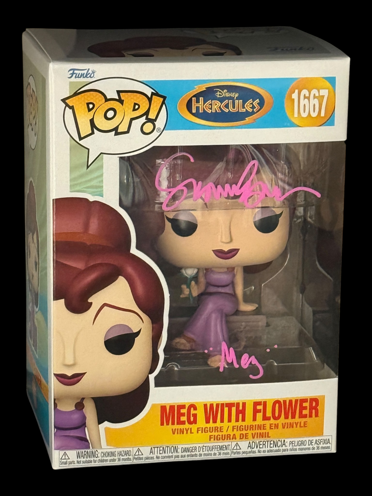 Susan Egan signed Disney Hercules Meg with Flower Funko Pop! 1667