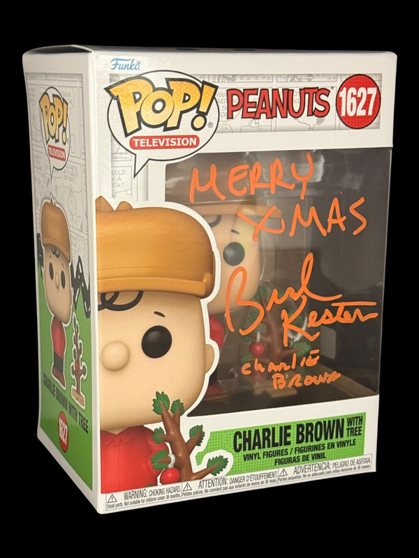 Brad Kesten signed Peanuts Charlie Brown with Tree Funko Pop! 1627 "MERRY XMAS"