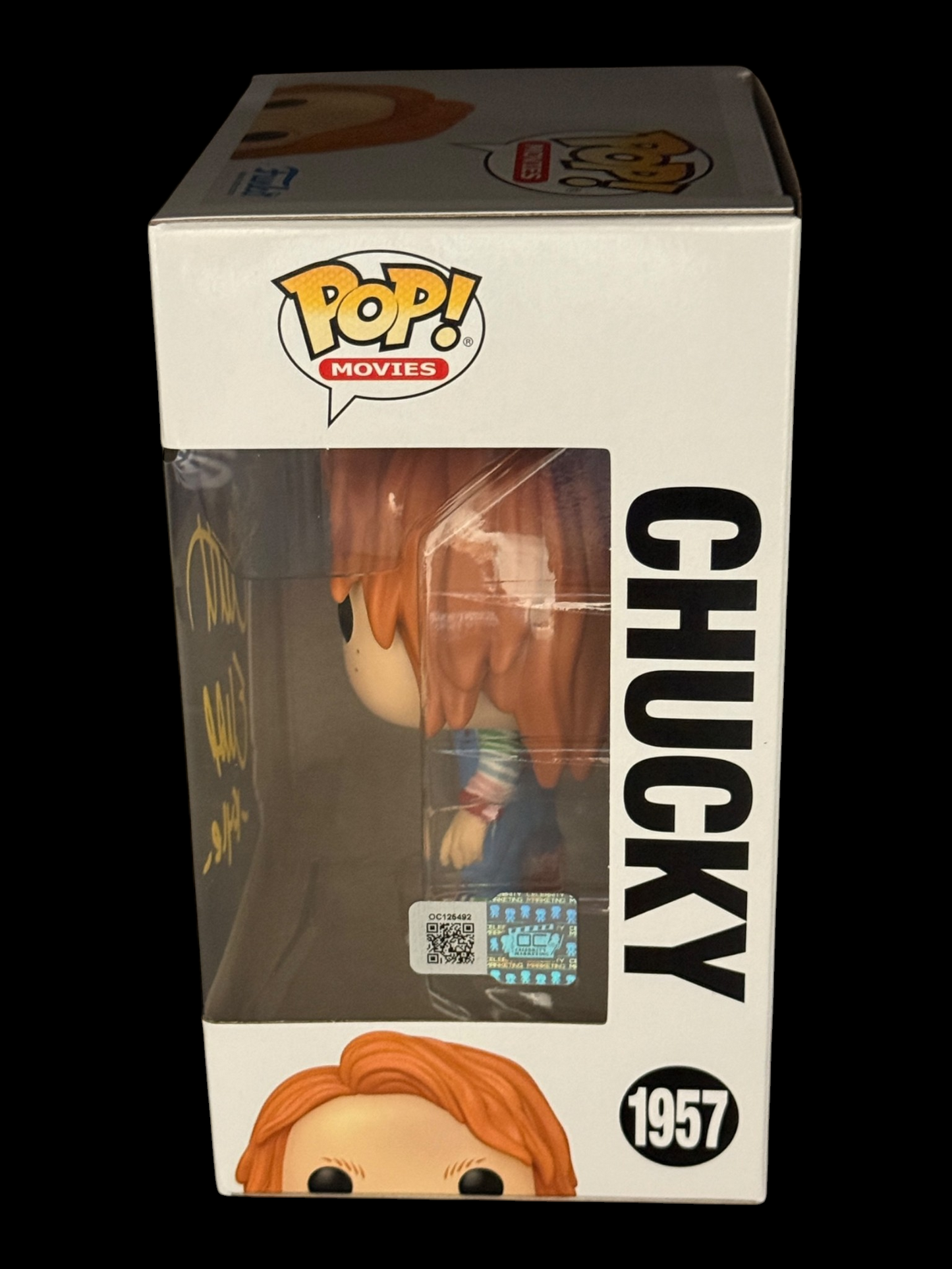 Christine Elise signed Chucky Funko Pop! 1957 Yellow