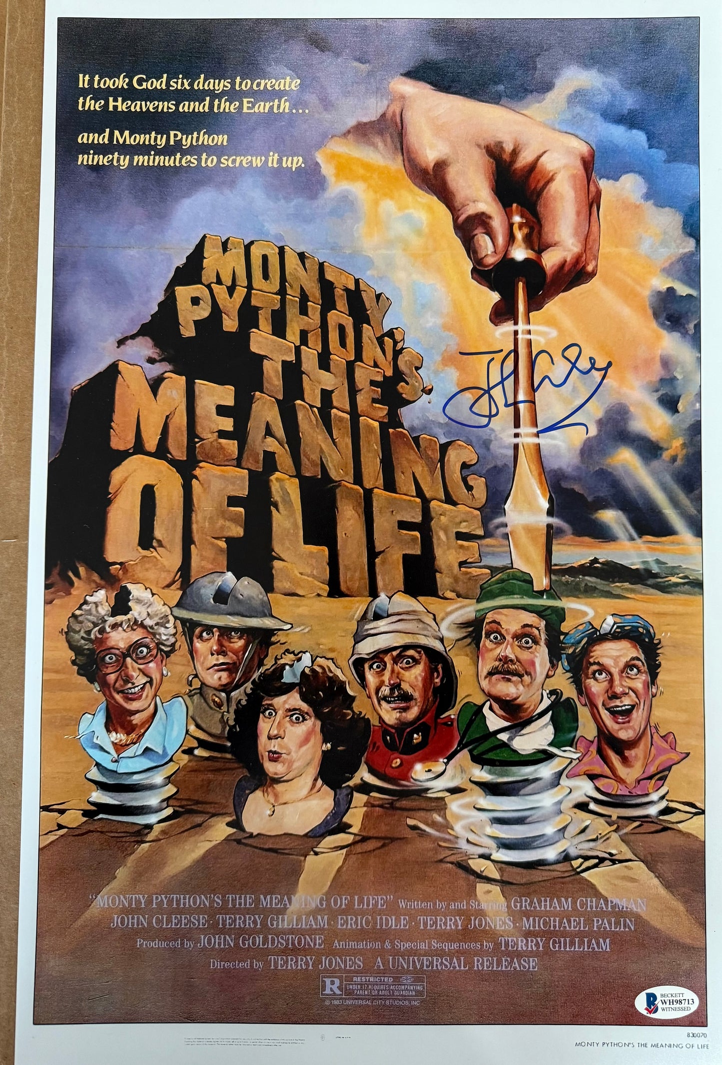 John Cleese signed 11x17 Monty Python's The Meaning of Life Movie Poster Photo