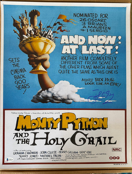 John Cleese signed 16x20 Monty Python and the Holy Grail Movie Poster Photo