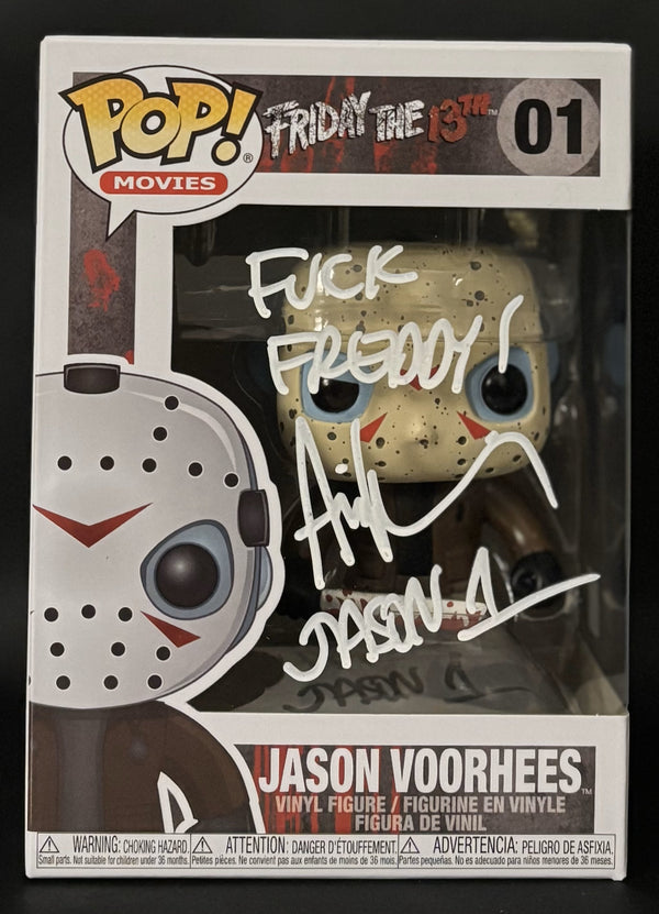Ari Lehman signed Friday the 13th Jason Voorhees Funko Pop! #01 "F*** Freddy" - White