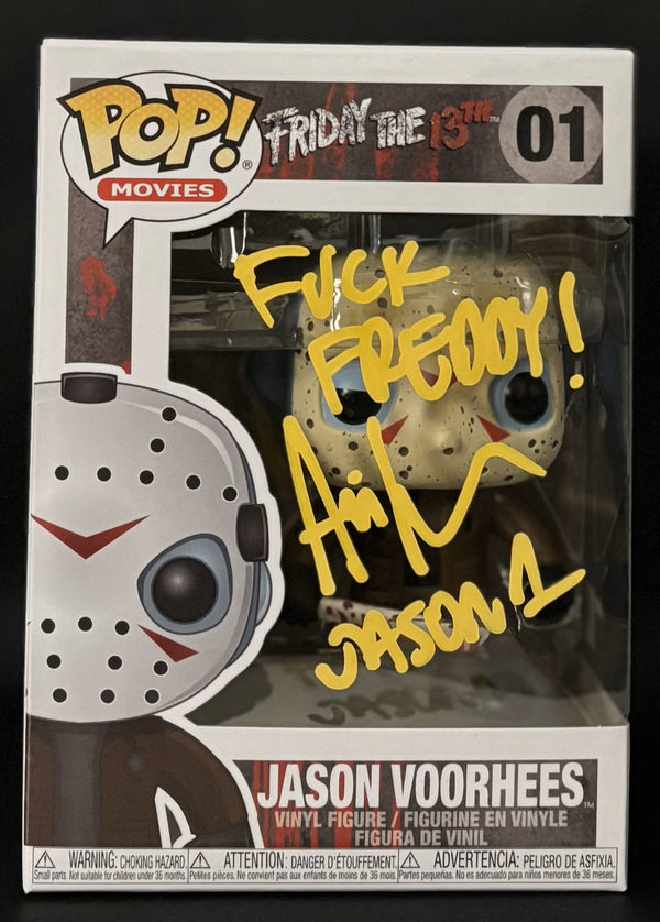 Ari Lehman signed Friday the 13th Jason Voorhees Funko Pop! #01 "F*** Freddy" - Yellow