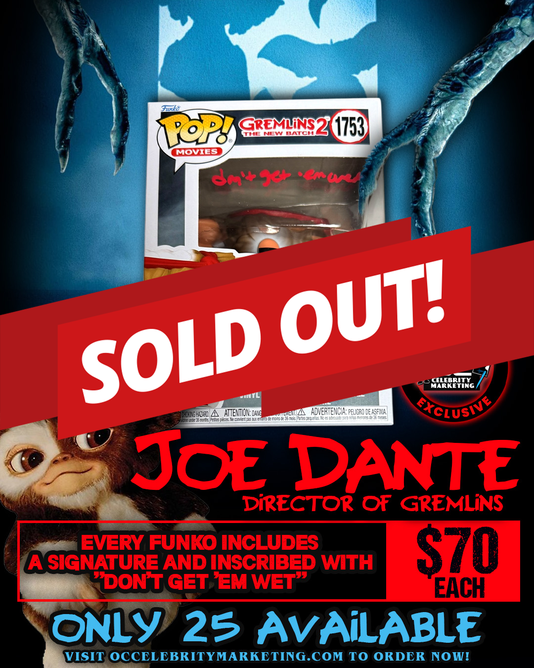 Joe Dante: Gremlins 2 The New Batch Gizmo with Bow Funko Pop! #1753 (#/25)