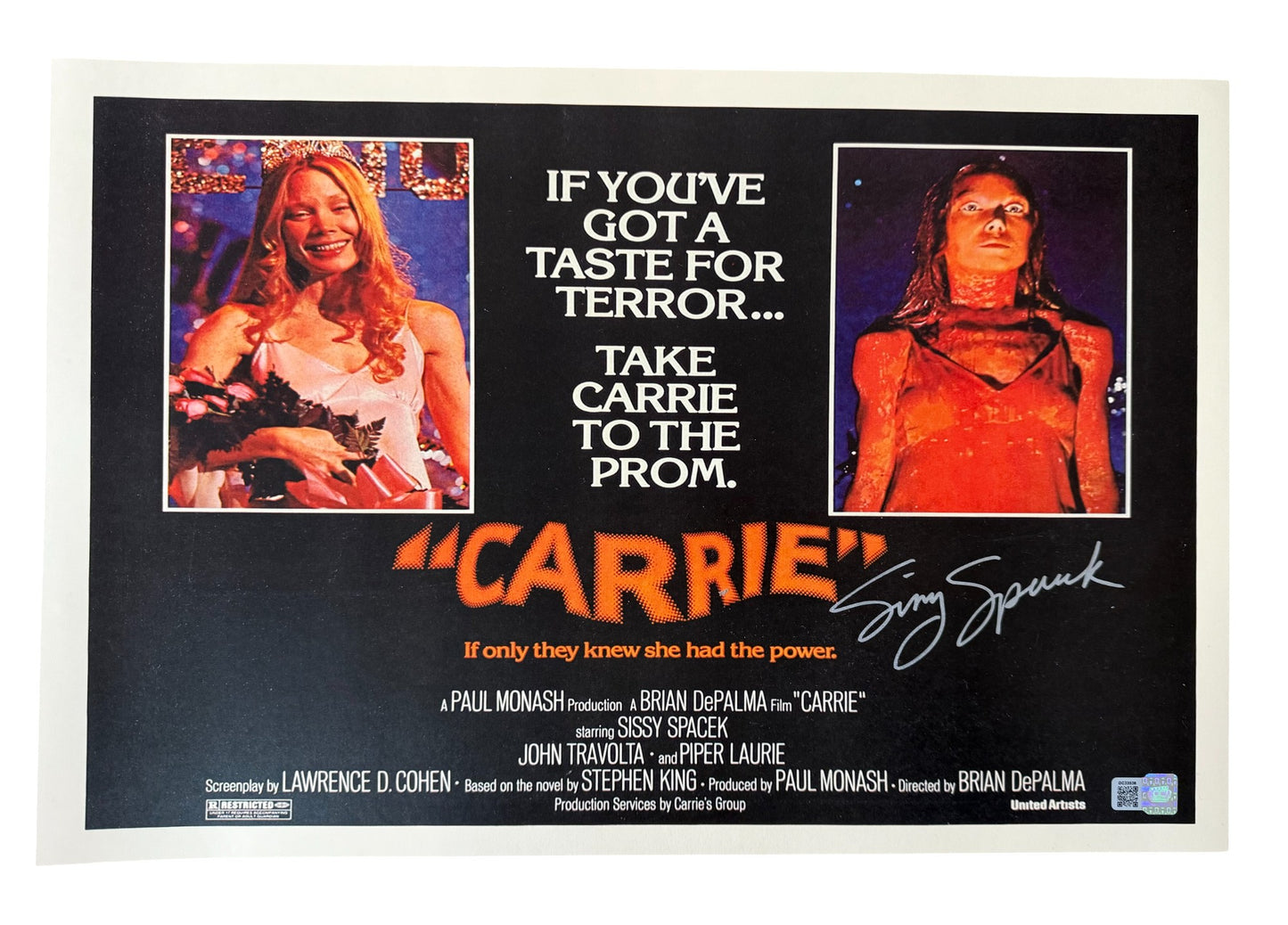 Sissy Spacek signed 12x18 Carrie movie poster photo