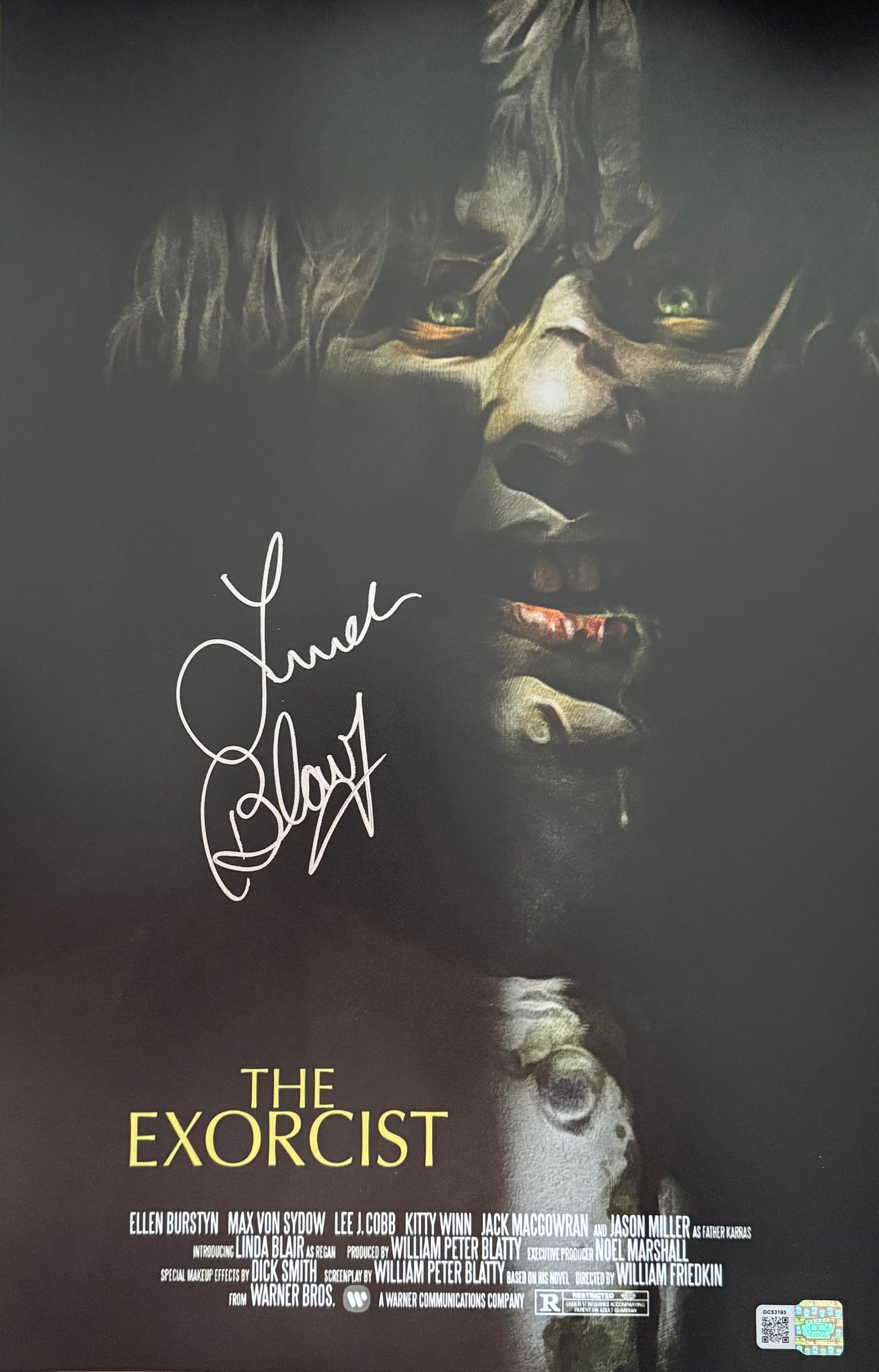 Linda Blair signed 11x17 The Exorcist movie poster photo 1B