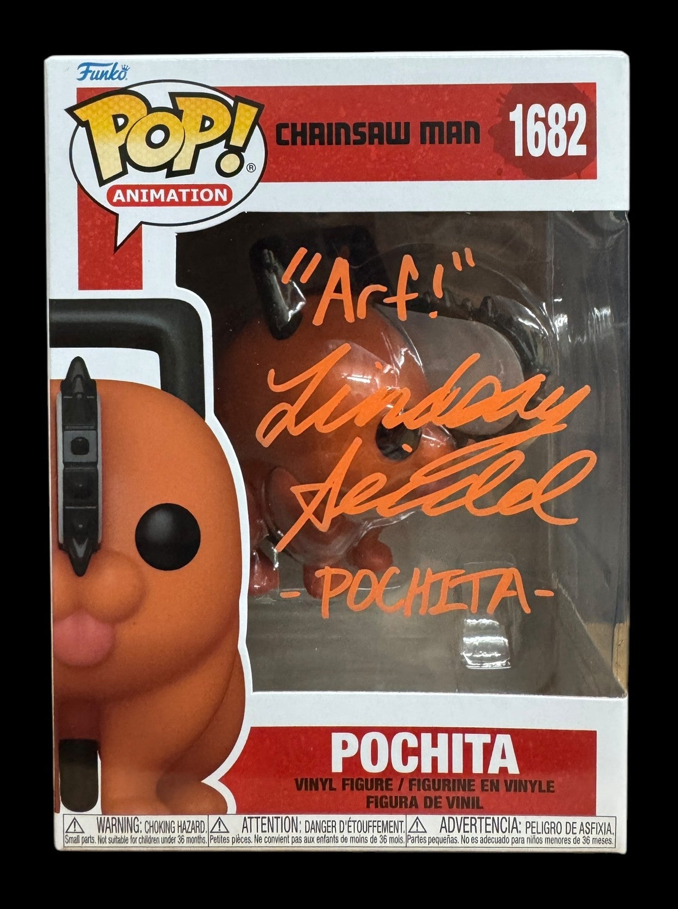 Lindsay Seidel signed Chainsaw Man Pochita Funko Pop! "Arf!"
