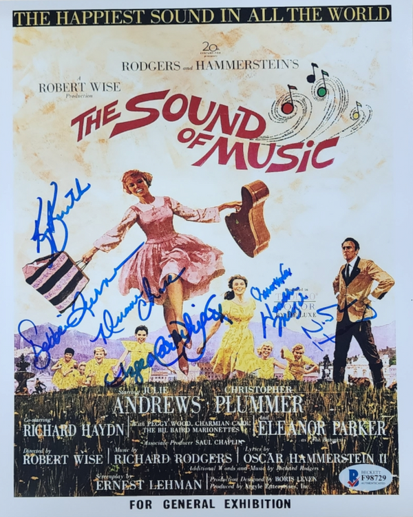 The Sound of Music Cast (7) signed 8x10 vertical photo autographed Beckett LOA