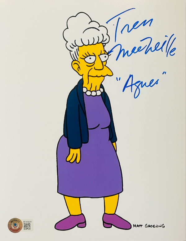 Tress MacNeille signed 8x10 Agnes The Simpsons photo autograph Beckett QR code-W