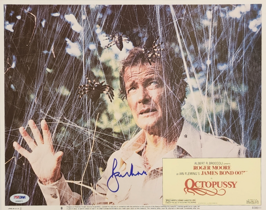 Roger Moore signed "Octopussy" Original Lobby Card James Bond auto PSA/DNA COA