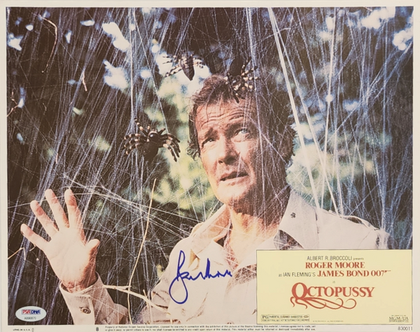 Roger Moore signed "Octopussy" Original Lobby Card James Bond auto PSA/DNA COA