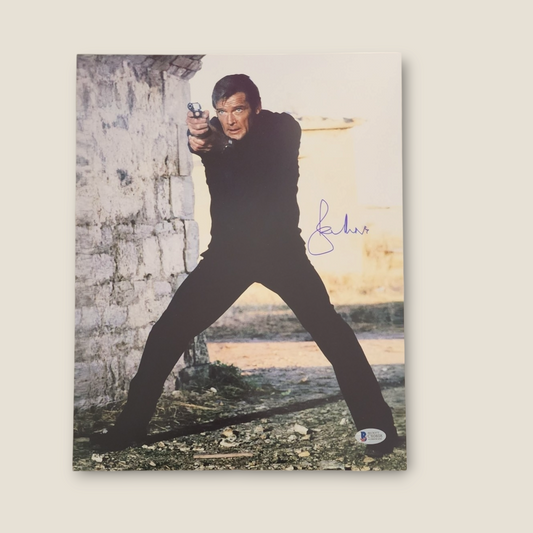 Roger Moore signed 11x14 James Bond "007" photo autographed Beckett COA