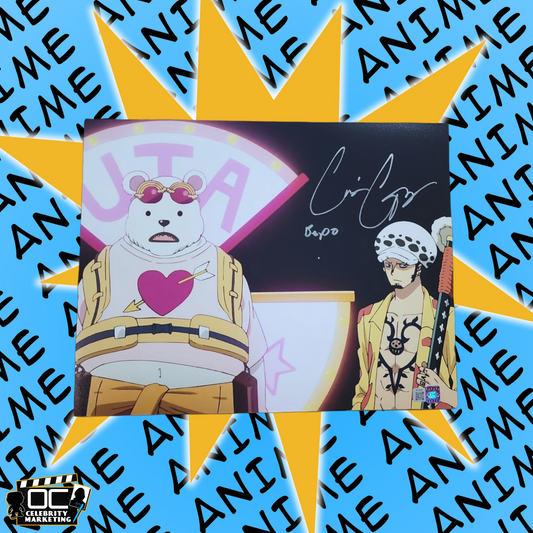 Cris George signed 11x14 One Piece Anime Bepo heart photo OCCM QR code Auto