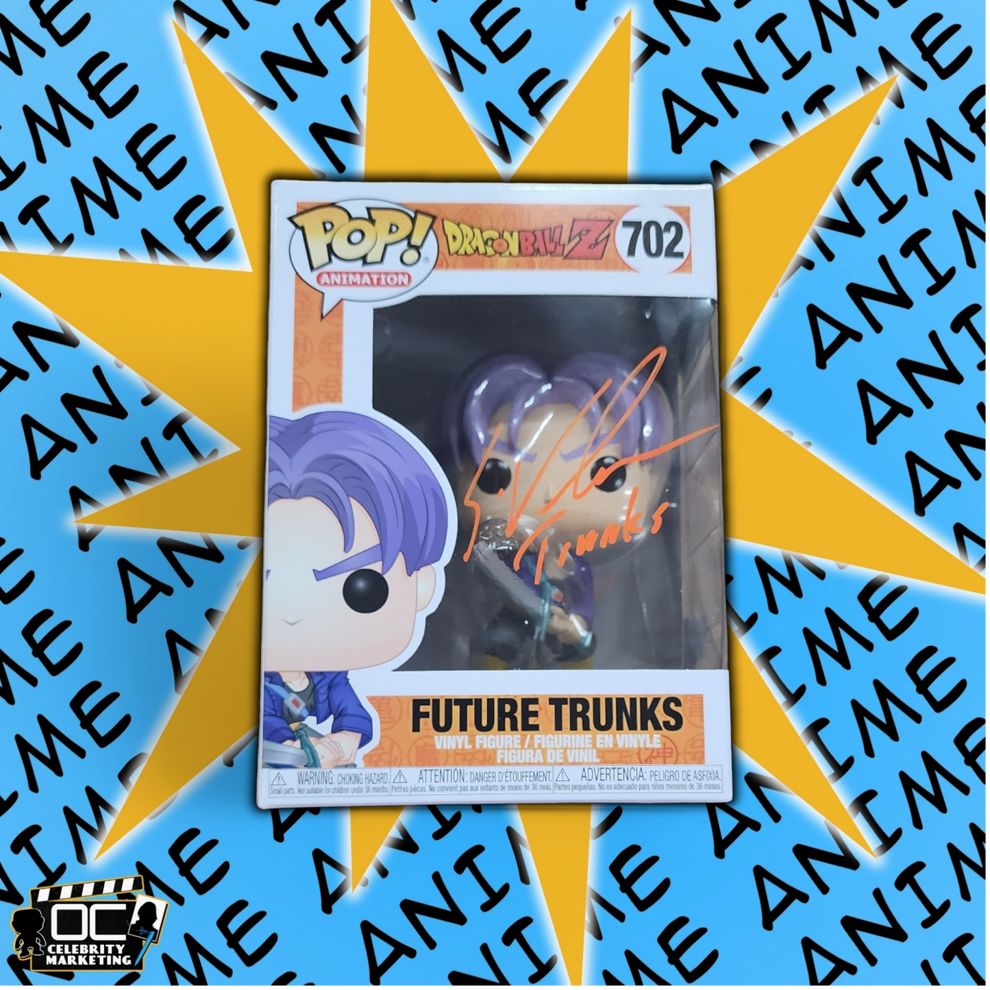 Eric Vale signed Dragon Ball Z Future Trunks Funko #702 auto QR code OCCM -O